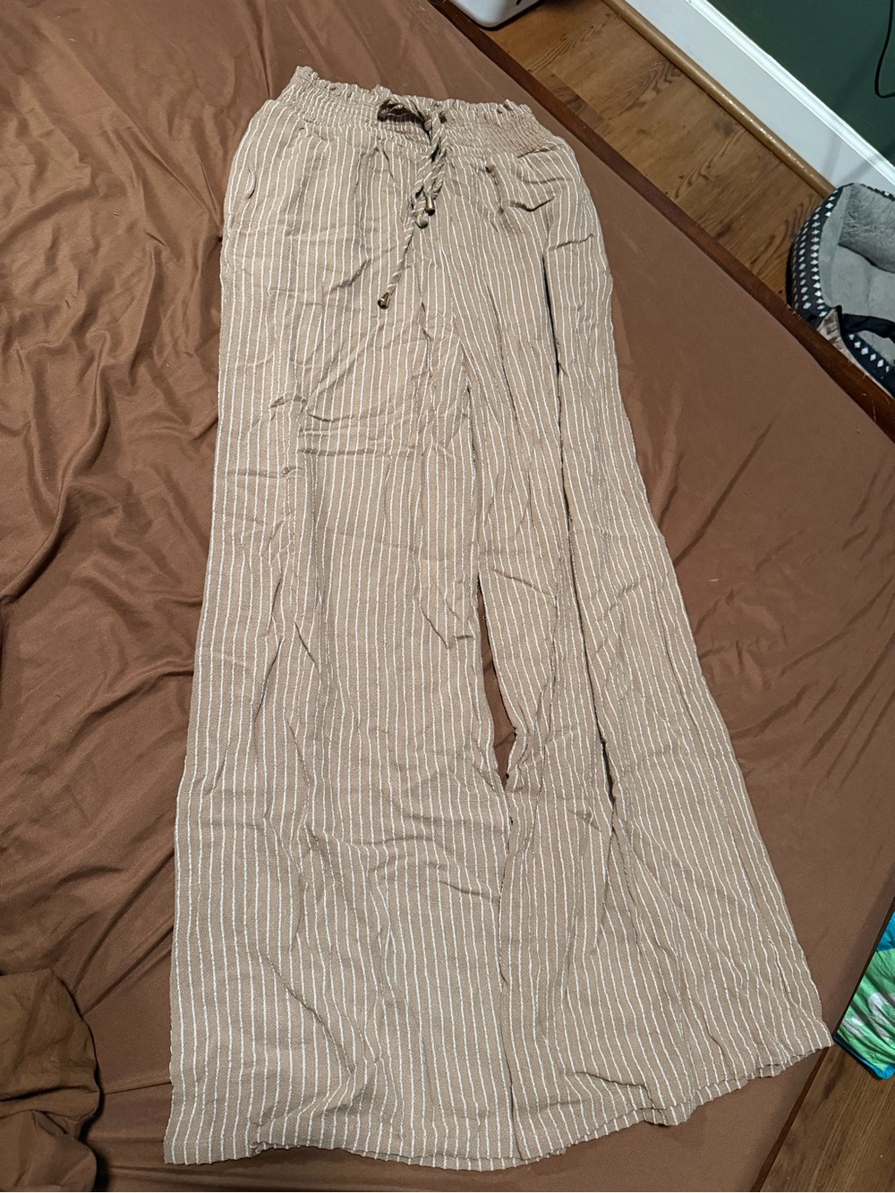 Camille & Co Brown Striped Wide Leg Pants